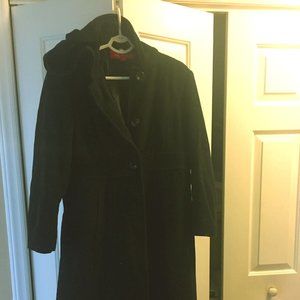 Anne Klein Black hooded full length coat